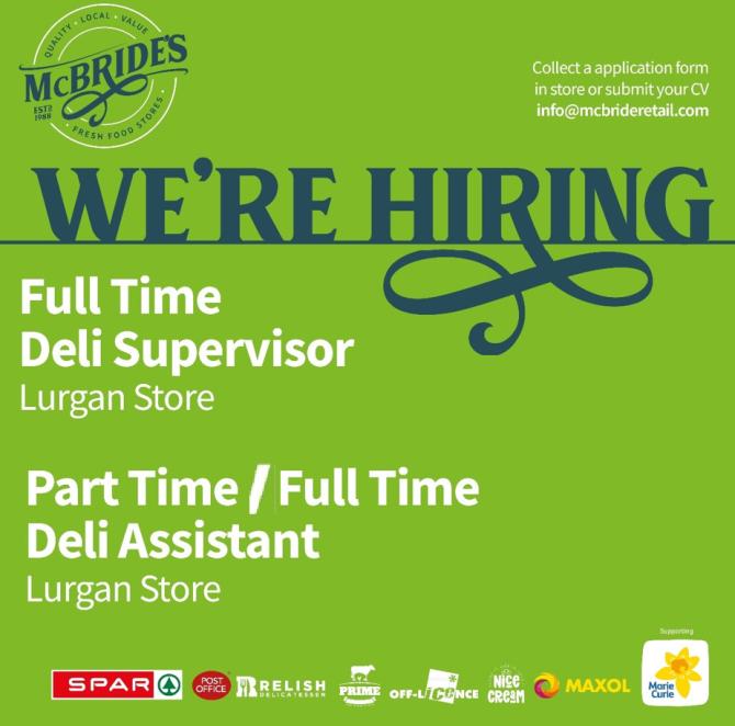 Two staff members wanted at McBrides Spar